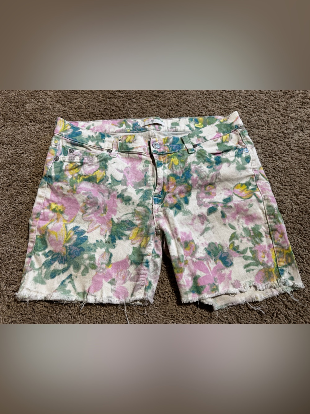 7 For All Mankind Floral Denim Shorts 31